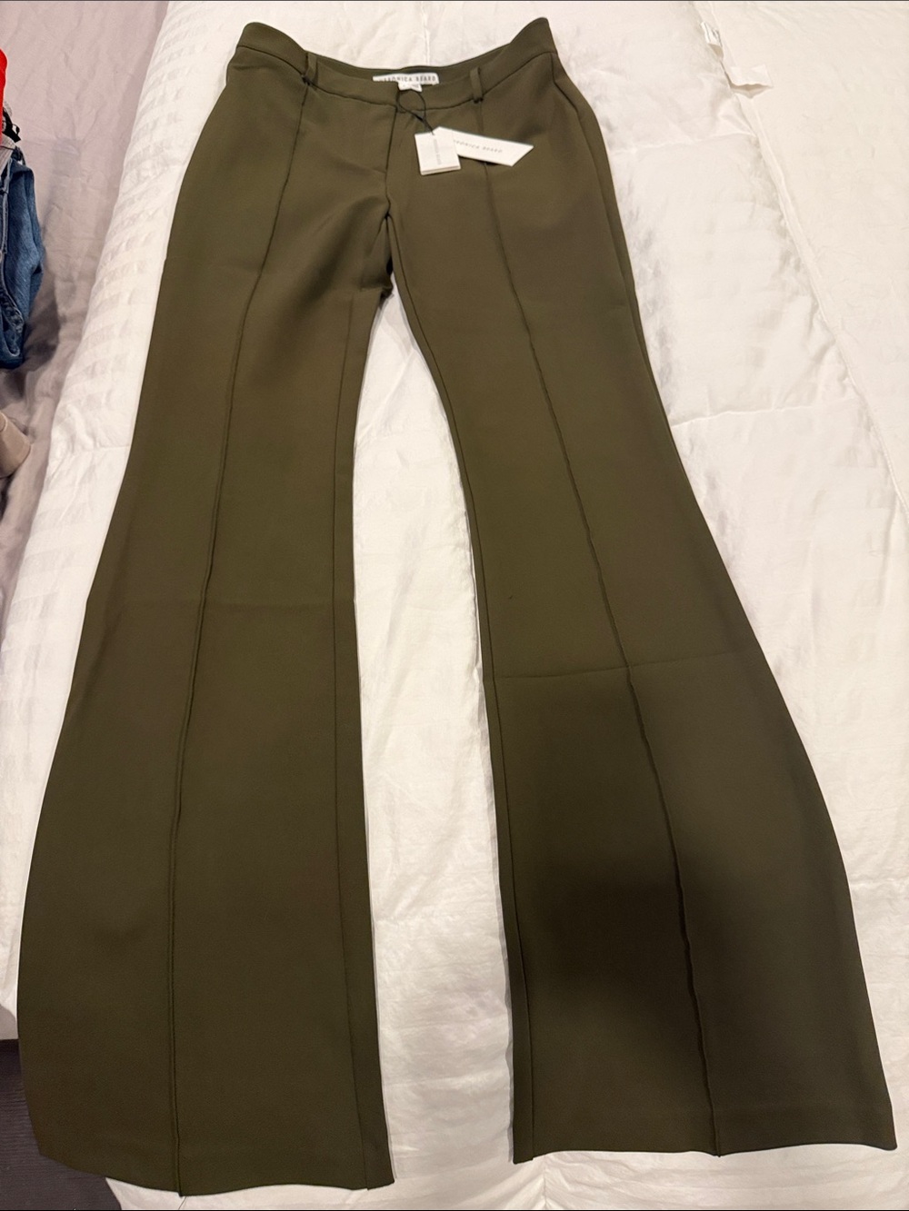 Veronica Beard Olive Green Boot-Cut Flare Pants